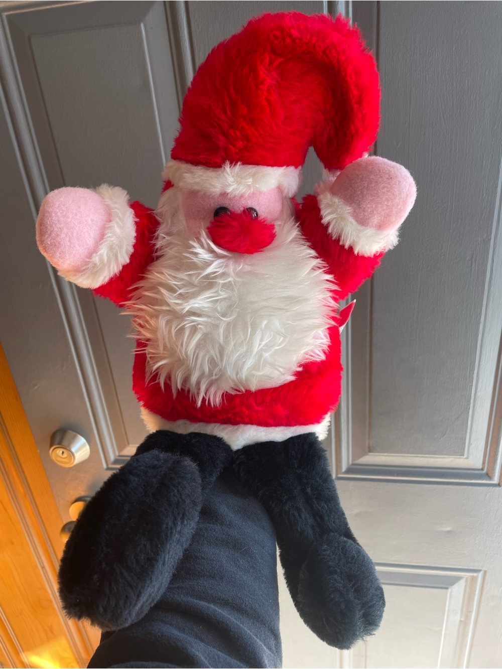 Vintage Plush Puppet Santa Christmas Holiday Decoration ~Unique home decor kids